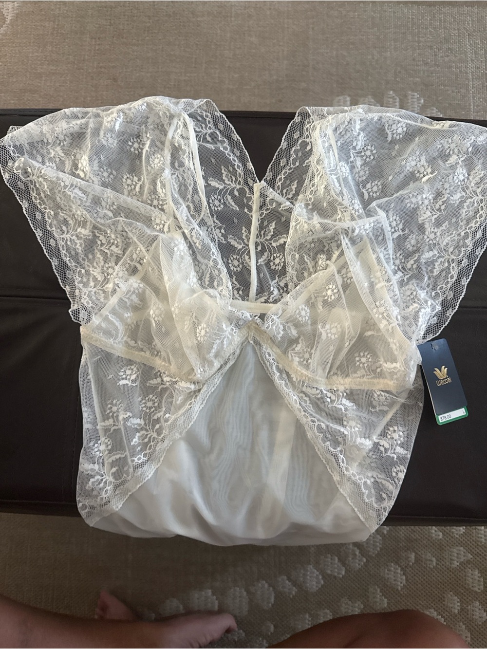 Wacoal Ivory Lace Chemise with Sheer Floral Overlay